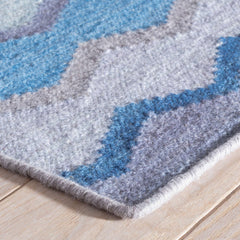 Safety Net Blue Woven Wool Rug - Our Boat House