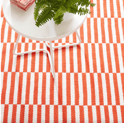 Sailing Stripe Tangerine Handwoven Indoor/Outdoor Rug - Our Boat House