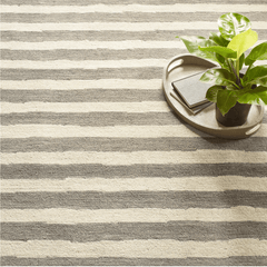 Silas Stripe Grey Hand Micro Hooked Wool Rug - Our Boat House