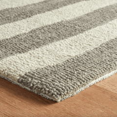 Silas Stripe Grey Hand Micro Hooked Wool Rug - Our Boat House