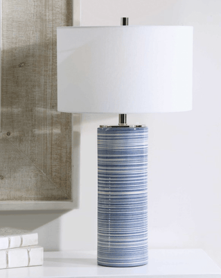 Somerset Indigo Striped Lamp - Our Boat House