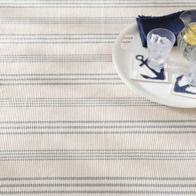 Swedish Stripe Woven Cotton Rug - Light Blue - Our Boat House