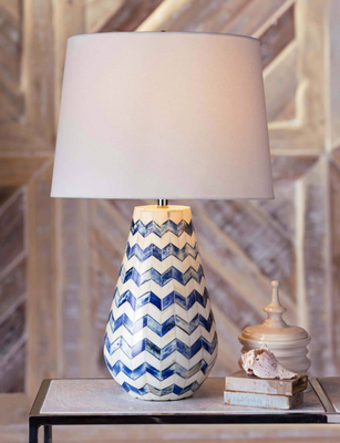 Cassia Chevron Table Lamp - Indigo