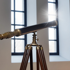 Brass Telescope Mounted on Rosewood Stand