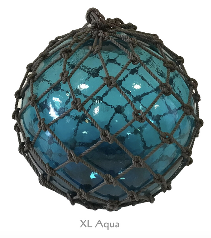 Blue Fishing Float Pendant Light Chandelier 12 in Round Ball Rope